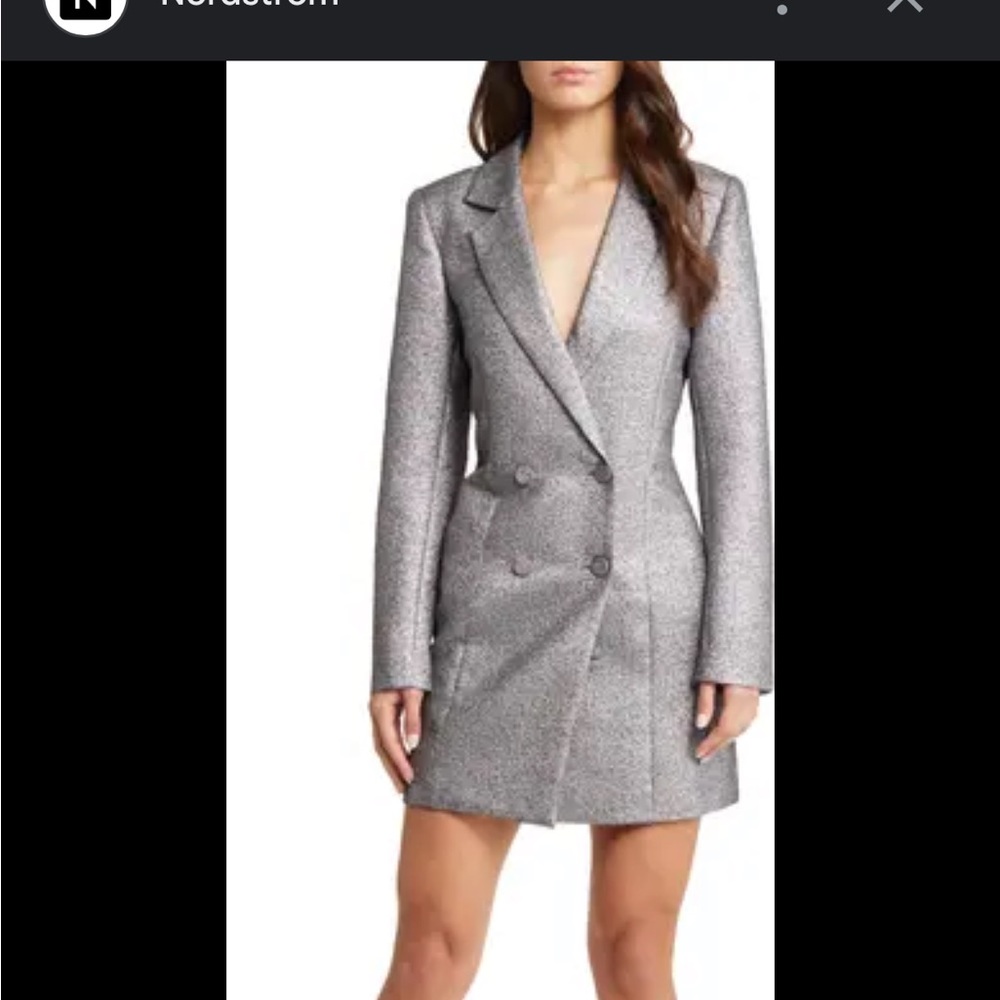 Charles and Henry Iridescent Silver Blazer Dress! Size Small